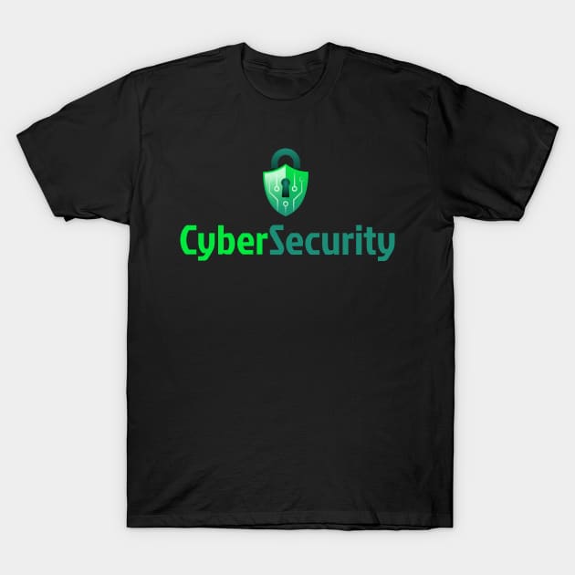 Cyber Security Lock Green T-Shirt by Cyber Club Tees